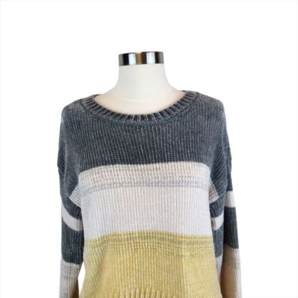 Women’s Knit Sweater Pullover Ribbed Striped Color Block Long Sleeve Cozy No Sz - Picture 2 of 5